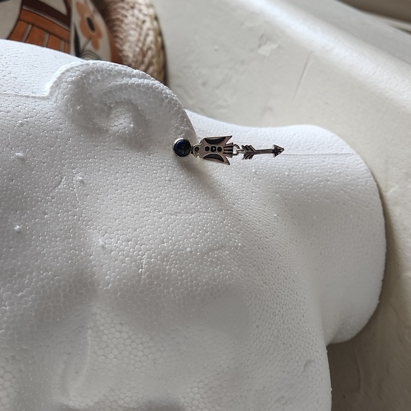 NWOT Native American Navajo Denim Lapis & Sterling Thunderbird Dangle Earrings - Picture 9 of 12